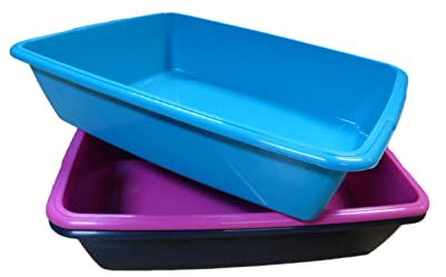 Set Of 2 Medium Sized Cat Litter Trays Plastic Pet Toilet Kitten Rabbit Training Litter Box 40cm