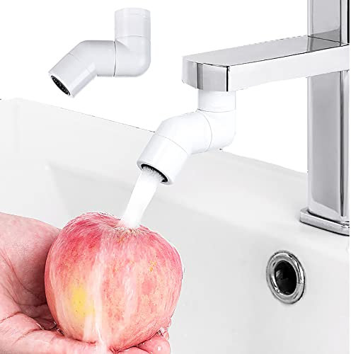 Rallonge Robinet Aérateur Pivotant Cuisine 720° Rotatif Économiseur d'eau Faucet Buse Mobile Flexible Splash Filtre Pulvérisateur pour Salle De Bains Lavabo 2pcs,White,5.6 * 8.8cm