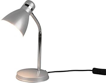meineWunschleuchte Retro Schwanenhals Schreibtischlampe Titan & Chrom Höhe 33cm