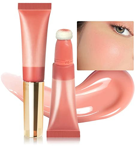 Prreal Blush Beauty Wand, Cream Blush Matte Liquid Blush with Cushion Applicator, Smooth Silky Creamy Blush Stick for Cheeks and Lips, Long-wearing Lightweight Blendable Cheek Tint Blush Makeup (#01)