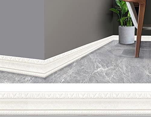 RANRAO 3D-Muster-Aufkleber, 2,3 m Wandverkleidung, Sockelleiste, Bordüre, Dekoration, selbstklebende Sockelleiste, Ecklinie, Aufkleber, Wandsticker, Dekoration, wasserdichte Streifen