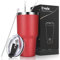 Livole 30oz 900ml Trinkbecher für Männer, Frauen, Thermobecher Kaffee to go, Camping Tasse, Doppelwandiger Edelstahl Becher mit Strohhalm, Isolierter Vakuum Kaffeebecher, Reisebecher, Rot