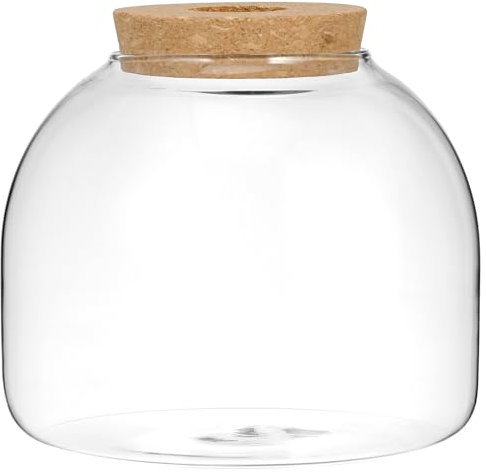 iplusmile Glass Plant Terrarium Tabletop Succulent Planter Easter Candy Cookie Jar Cute Canister Round Fish Bowl Vase Sealed Glass Bottles Vial with Cork Top for Craft