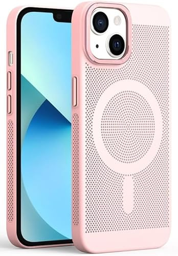 Captor Bunte Schutzhülle kompatibel mit MagSafe aus Hartsilikon für iPhone 13, Schutz mit Lüftungsgitter Erhöhter Rand für Bildschirm und Kamera (Cherry Blossom Pink)