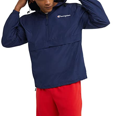 Champion Veste pour homme, veste compressible coupe-vent et imperméable (standard ou grande taille), Bleu marine - Petit logo script, XX-Large Grand