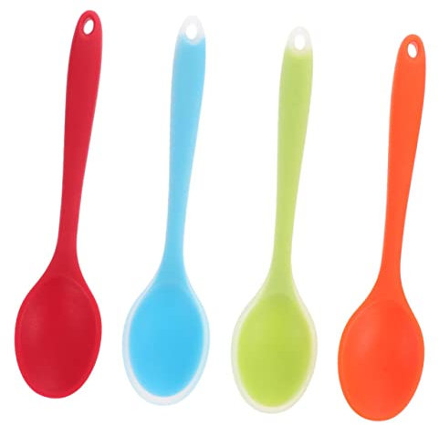 Mikinona 4piezas Cucharas De Silicona Para Antiadherentes Para Cocina y Servir Arroz o Sopa