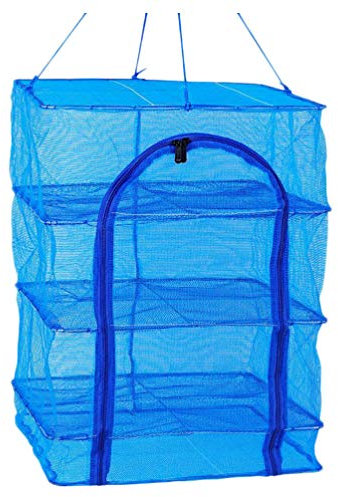 Estante de secado de hierbas Net Square Secador de hierbas de 4 capas Estante de secador colgante de malla for deshidratador de alimentos de té de hierbas Azul 66X45X4 5cm / 339 ( Color : Blue , Size