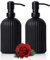 2 Pack Glass Soap Dispensers, 400 ML/14Oz Pump Bottle Dispenser, Refillable Hand Soap Dispenser Bottle for Kitchen, Bathroom, Laundry Room (2 PCS Matte Black)