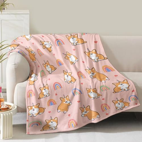 Corgi-Decke, Geschenke für Corgi-Liebhaber, Frauen, Mutter, Mädchen, Geburtstag, Weihnachten, Valentinstag, Geschenk, niedliches Hunde-Motiv, Dekoration, Schlafzimmer, Wohnzimmer, Zuhause, Sofa,