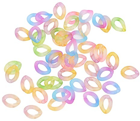 50 Stück Bunte Acryl-Kettenglieder für die DIY-Schmuckherstellung, Abnehmbar, Multifunktional, Ideal für Taschenketten, Halsketten, Armbänder, Ohrringe (Transparent zweifarbig)