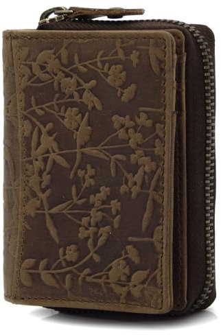 ekavale Kleine Geldbörse Damen - Portemonnaie Damen Klein - Frauen Geldbeutel Klein (Dunkel-Braun)