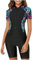 Modest Swimwear Women Boyleg One Piece Swimsuit Short Sleeve Rash Guard Sets Full Zip Tummy Control Swimming Costume Burkini Swimwear Hawaiian Beach Surfing Bathing Suits Ladies UK Sale Black