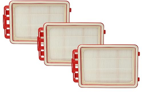 vhbw 3x Staubsaugerfilter kompatibel mit Electrolux EEG43WR | EEG44IGM, EEG42EB, EEG43IGM, EEG42CB, EEG41CB, EEG41IW Staubsauger - HEPA-Filter Rot Weiß