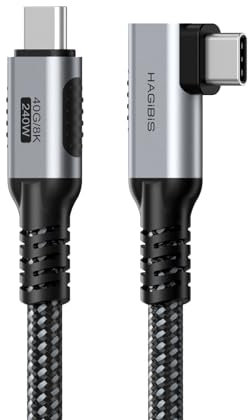Hagibis USB 4 Kabel, Graphen geflochtenes USB C auf USB C 240 W Schnellladekabel mit 8K @ 60Hz 40Gbps Datenübertragung Thunderbolt 4/3 Videokabel für iPhone 15/15 Pro Max, iPad, MacBook Pro Air (1,2 m