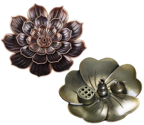 TRKETK 2 Pièces Porte-Encens Lotus, Détachable 6 Trous d'Encens Porte-Lotus Cône Bobine Brûleur d'Encens Porte-Bâton 3 en 1 Porte-Encens Sakura pour la Maison Salle de Yoga Spa Cadeaux