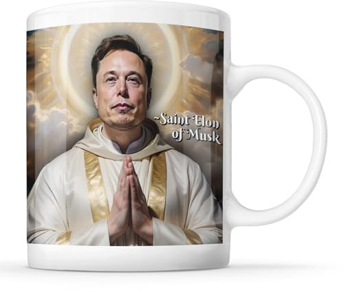 I Love Mugs - Saint Elon of Musk - Funny CEO, Billionaire Mug, Ceramic, 11fl.oz.
