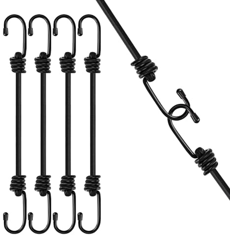60cm*8mm 4 Stück Expander mit Haken, Spanngummi mit Haken zum Schutz von Möbeln, Trolleys, Campingzelten, Motorrädern(Schwarz)