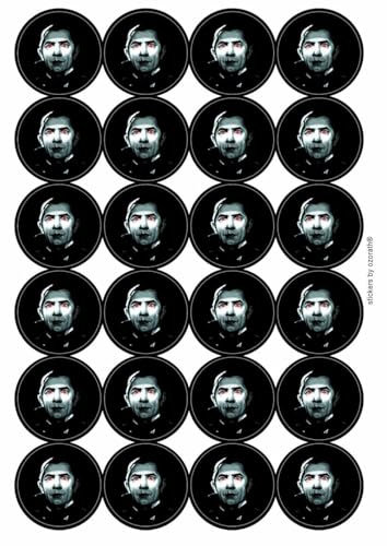 Count Dracula Vampire Circular Matt Paper Stickers A4 Sheet of 24 (Each Sticker is 45mm Diameter)