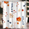 Lerores Duschvorhang 240x200 cm Orange & Navy Blume,Beschwerter Saum Antischimmel,Wasserabweisend, Waschbar Polyester Badevorhänge mit 16 Ösen und Duschvorhangringe für Badezimmer,Badewanne