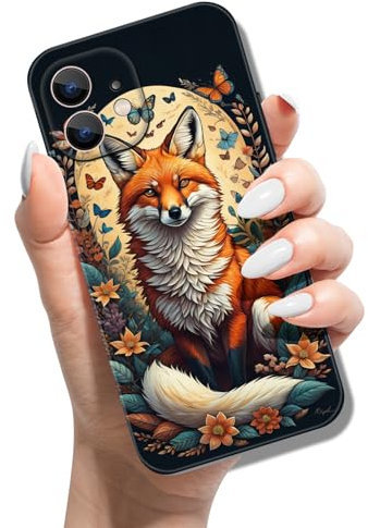Phone Case for iPhone 11 6.1 Silicone Case Slim Thin Soft TPU Cover with Cute Pattern Design Shockproof Protective Case for Girls Women - Fox Butterfly