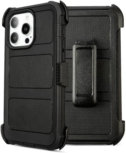 Saiboro for Rugged iPhone 12 Pro Max Case with Belt Clip, Heavy Duty Cover Outdoor, Shockproof Military Grade Protection, for Protective iPhone 12 Pro Max Case Black (6.7)
