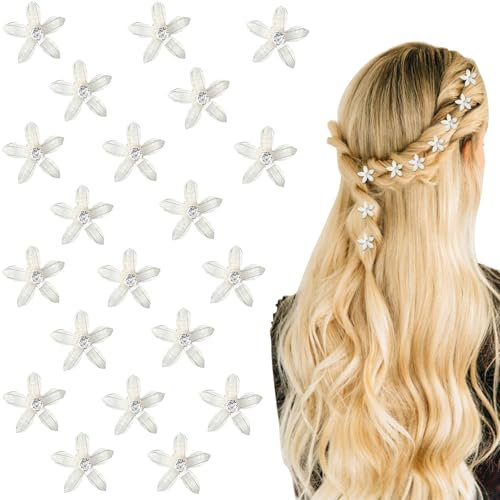 YIZWINS 20 Pcs Petites Pince Cheveux Fleurs Blanches, Mini Pince Cheveux Fleur, Pince Cheveux Mariage, Pince Fleur Cheveux, barettes cheveux fille, Accessoires Cheveux, pour Filles Femmes