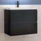 Aica Sanitär Waschtisch mit Unterschrank 60cm Alast Badmöbel Set Hochglanz Schwarz Dick Waschbecken mit Unterschrank MDF Softclose