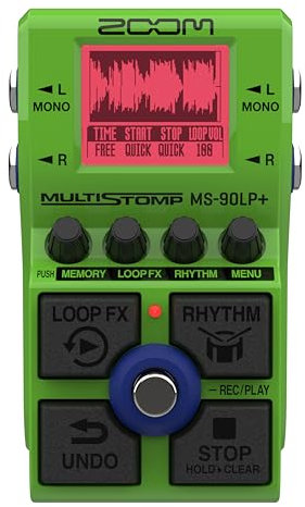 Zoom MS-90LP+ Looper-Pedal für Gitarre und Bass | 100 Loops | 90 Minuten je Loop| Max. 13 Stunden Aufnahme | 32-bit Float | Layer, Effekte und Rhythmus-Patterns | Grün