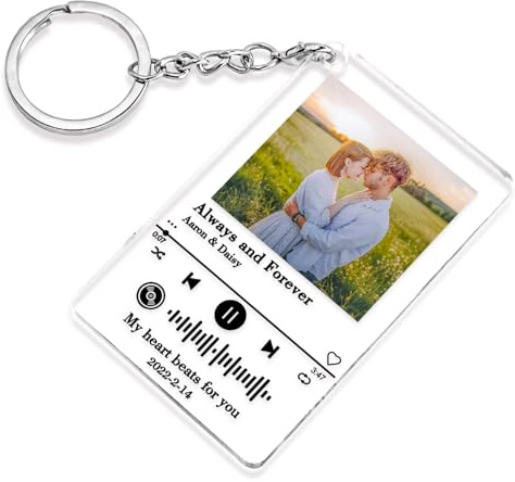 FORHISHER Individuell gestaltbarer Spotify-Code-Schlüsselanhänger mit Foto für Paare – Valentinstagsgeschenke für Ihn, Sie, Den Freund, die Freundin, den Ehemann, die Ehefrau