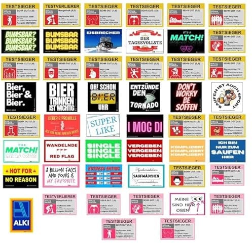 Malle Sticker Set 50 Stück – Lustige Mallorca & Party Aufkleber – Sauf Sticker, Festival Accessoires, Oktoberfest & JGA – jedes Motiv 1 mal