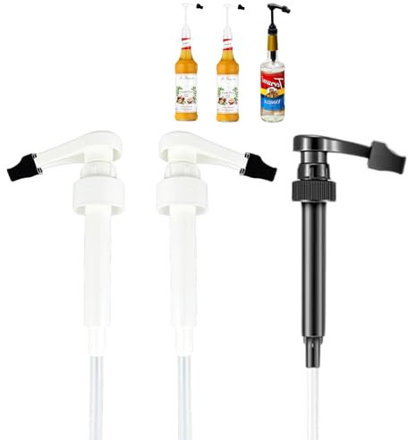 3Pcs Coffee Syrup Pump for UPOURIA 750ml Glass Bottles with Tip Covers for Home, Kitchen, Cafes, Bars, Drink House (3 Packs, 2 White and 1 Black)