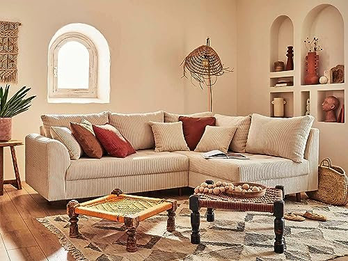 Lisa Design Rune – Ecksofa rechts – 4-Sitzer – aus Cord Beige