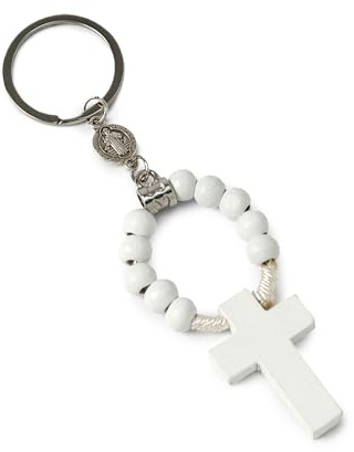 Mopec Blanco K16 Schlüsselanhänger mit Rosenkranz aus Holz, 3 x 11 cm, 10 Stück
