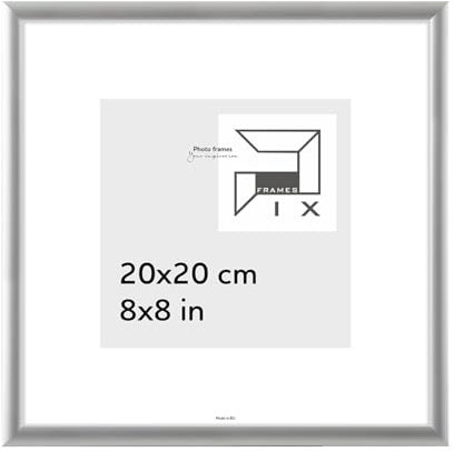 Pix FRAMES Bilderrahmen - Fotorahmen aus Aluminium - Scheiben aus acrylglas - quadratisch Bilderrahmen - Metallrahmen - Alu-Bilderrahmen - Frame - Silber - 20x20 cm