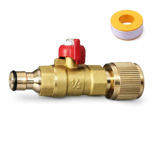 Brass Control Value, Brass Connector with Control Valve Garden Hose Quick Release Connector Inline Shut Off for Garden Hose Pipe (One Male and One Female)