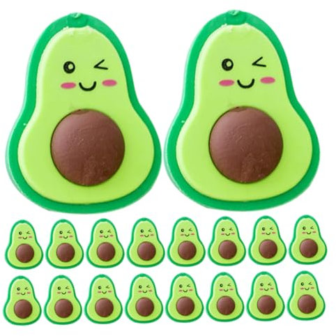 Housoutil 20 Stück Teiliges Avocado Radiergummis Cartoon Radierer für Schule Spaß Kreative Schreibwaren Vielseitige Nutzung für Dekoration