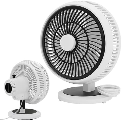 MAKA Ventilatore da Tavolo Oscillante 18 cm, Silenzioso 20W, 2 Velocità, Basso Consumo, Ventilatore Elettrico Casa e Ufficio, Design Compatto Bianco Nero, Raffreddamento Veloce (20 watt)
