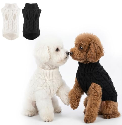 HTTDSLF 2 Suéter para Perros, Jersey Perro Pequeño, Jersey para Perros Medianos, Suéter cálido para Perro, Cuello Alto, para Chihuahua, Yorkie, Taza de Té