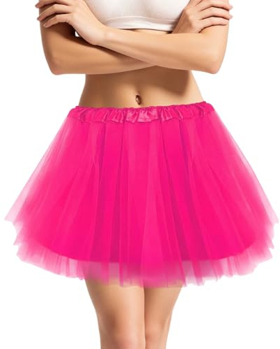 YUEXNKO Jupe Tutu pour Femme, Jupe en Tulle Courte pour Femme, Tulle Tutu Jupe, Taille Elastique, avec Quatre Couches de Doublure, Vêtements pour Adulte, pour Halloween et Le Carnaval