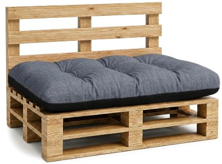 Amazinggirl Palettenkissen Outdoor Kissen Sitzkissen 120x80 cm - Auflagen für Paletten Europaletten Palettensofa und Palettenmöbel Palettenpolster Outdoorkissen Gartenkissen Jeansfarbe Öko-leinen