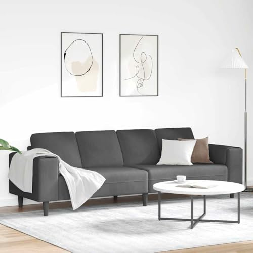 Runheo Dunkelgraues Cordstoff Sofa, 250x77x76 cm, modernes Design, atmungsaktiv, U-förmig, für Wohnzimmer, 4-Sitzer, hohe Belastbarkeit