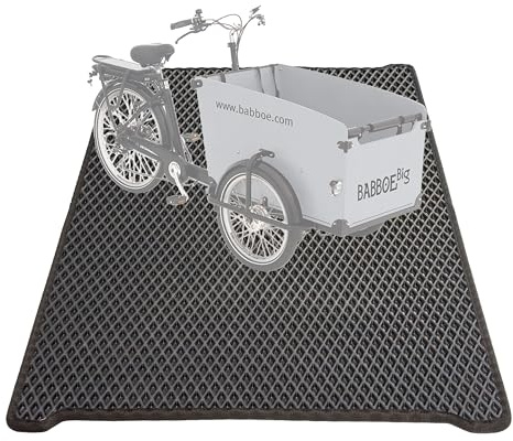 EVA Drive Premium Schutzmatte für Babboe Big | Passgenaue Lastenrad Fußmatte | Rutschfester Bodenmatte Teppich | Lastenrad Zubehör | Pflegeleicht & Umweltfreundlich | mit Einfassung | Schwarz