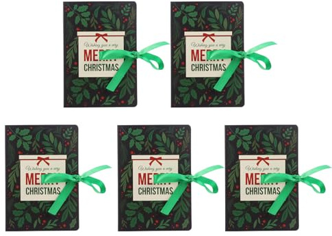 WRITWAA 5 Stück Weihnachts Süßigkeitenboxen in Buchform Bunte Karton Geschenkboxen mit Weihnachtsmotiven Kreative Aufbewahrungsbox für Geschenke und Dekoration
