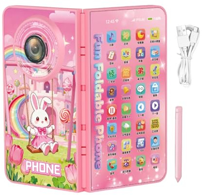 Téléphone jouet pour – téléphone portable faux pliable – jouets musicaux pour , cadeau pour maison, chambre maternelle, fêtes