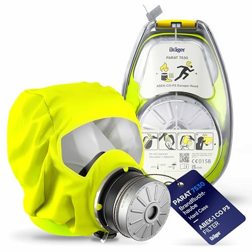 Dräger PARAT 7530 kombinierte Brand- und Industriefluchthaube | Effektive Rettungshaube mit Kombifilter ABEK CO P3 | Hard Case