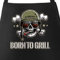 MoonWorks Born To Grill Grill-Schürze für Herren mit Spruch Totenkopf schwarz unisize