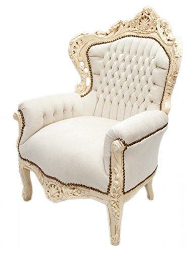 Casa Padrino Barock Sessel King Creme/Creme Samtstoff 85 x 85 x H. 120 cm