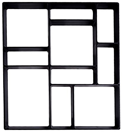 GOTOTOP Garten DIY Beton Pflaster Zement Trittstein Stein Form Wiederverwendbar Weg Pathmate Maker Modell Stufenformen Formen Formen Rechteckige Muster mit 10 Gittern 45 x 40 x 4 cm