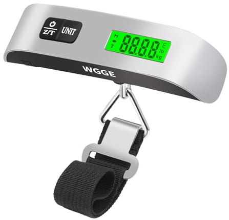 Digital Luggage Scale, WGGE Travel Luggage Weight Scale, Max 110lbs/50kg Baggage Scale with Backlit LCD Display