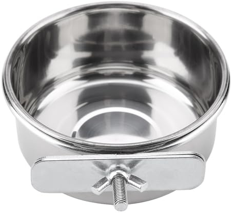 Bird Feeding Dish Cups, Stainless Steel Food Water Feeding Bowl Parrot Hanging Feeder Animal Cage Cups Holder for Bird Parrot Small Animals